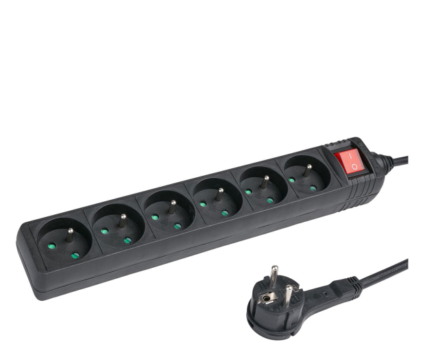 HAMA Listwa zasilająca Standard 6gn, 1.5m, czarna - 1416393 - zdjęcie